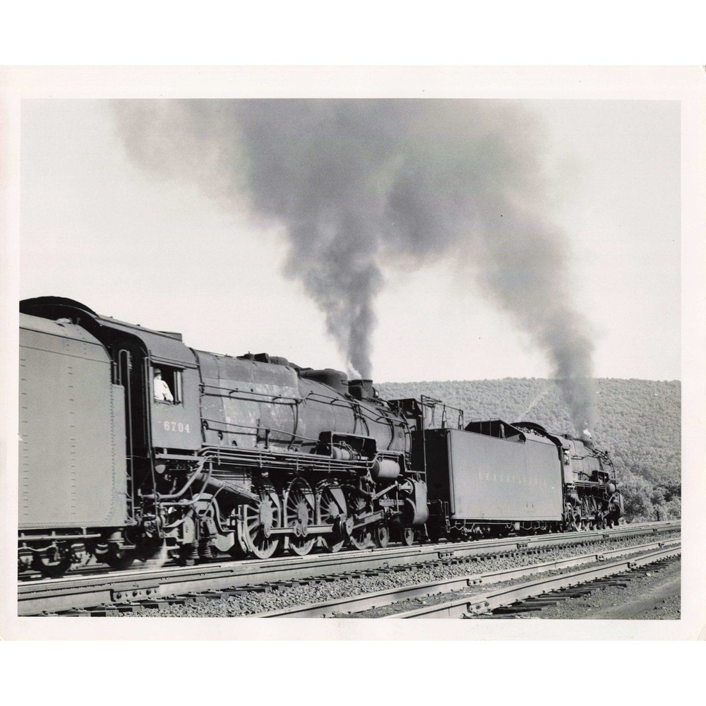 PRR Pennsylvania Railroad #6704 Steam Locomotive Action Vintage Train Photo